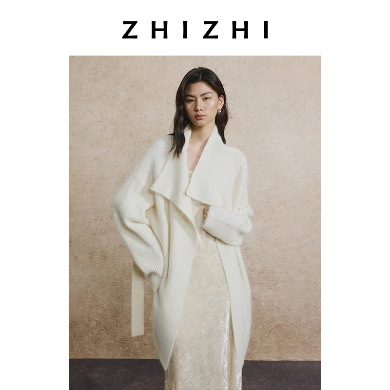 致知 满庭霜 羊毛羊驼腰带开衫宽松松弛25年秋季新款ZZ2EAKGL002