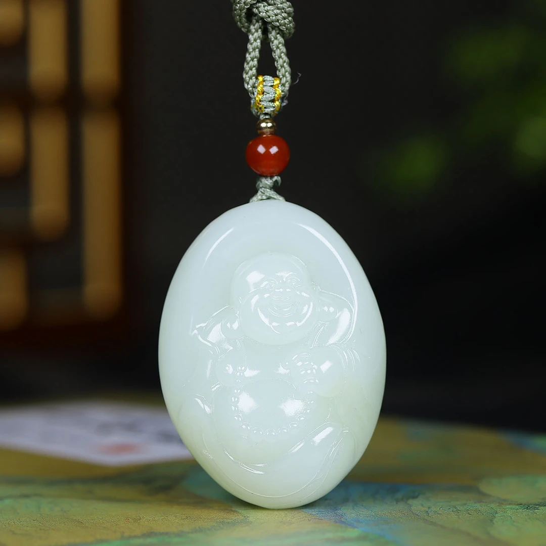 110110和田玉白玉弥勒佛挂件