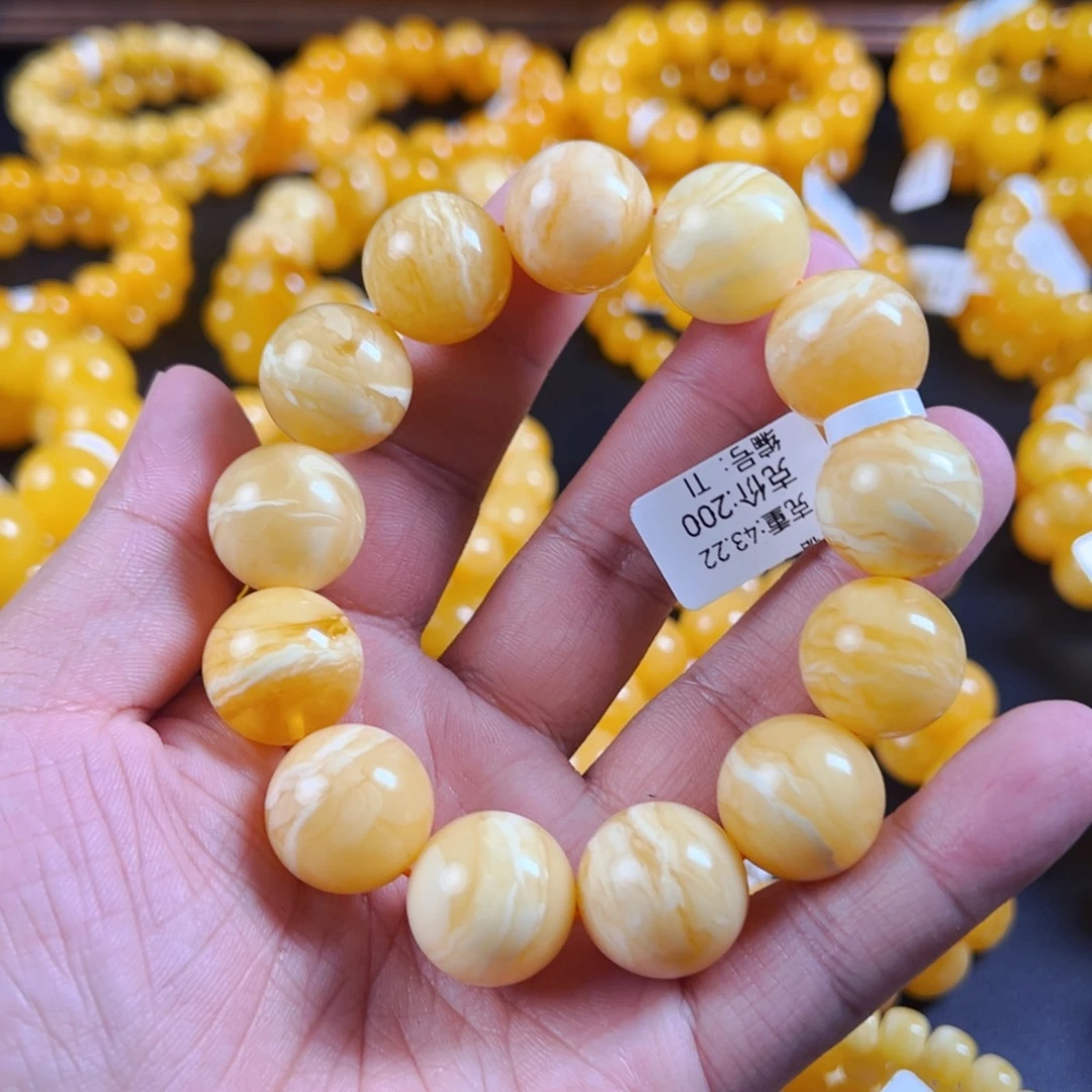 手串琥珀未镶嵌17 m虎皮克重43.22TI