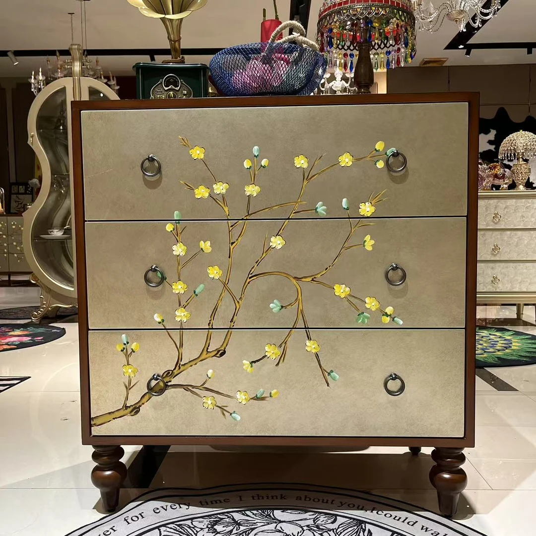 【喜悦家具】GH211#复古做旧梅花三斗柜 80*40*85