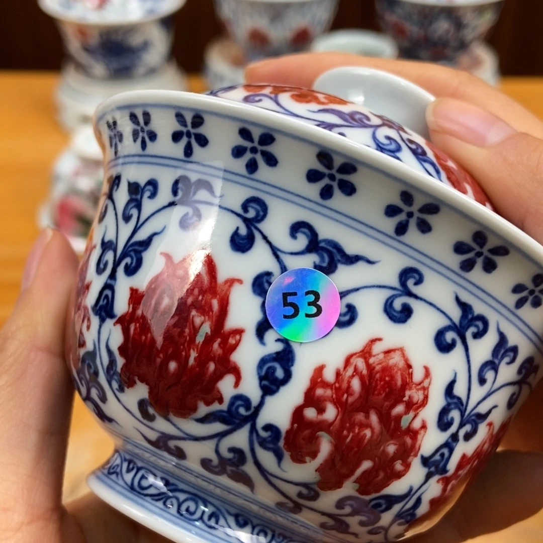 手绘现代茶具非古董灰*