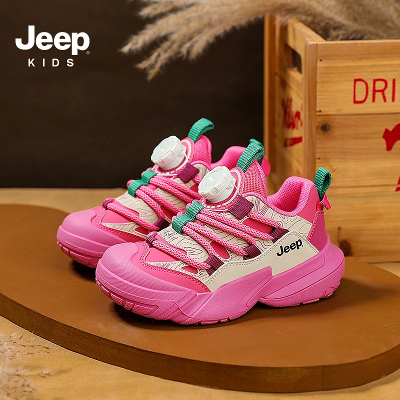 Jeep儿童鞋子女童时尚皮面运动鞋秋冬新款户外耐磨中大童运动童鞋