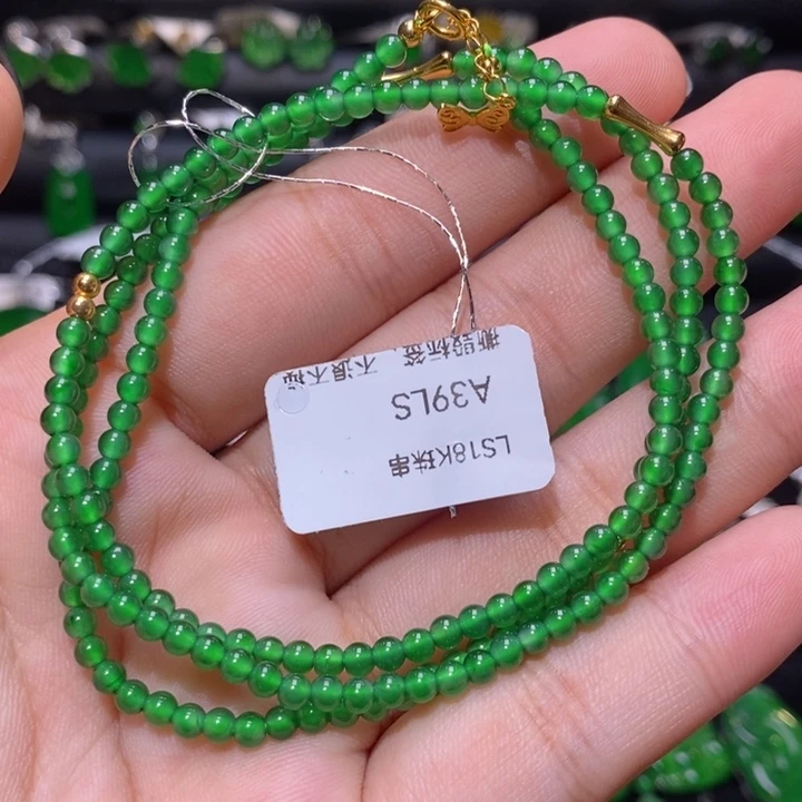 翡翠18K金镶嵌颈饰天然翡翠