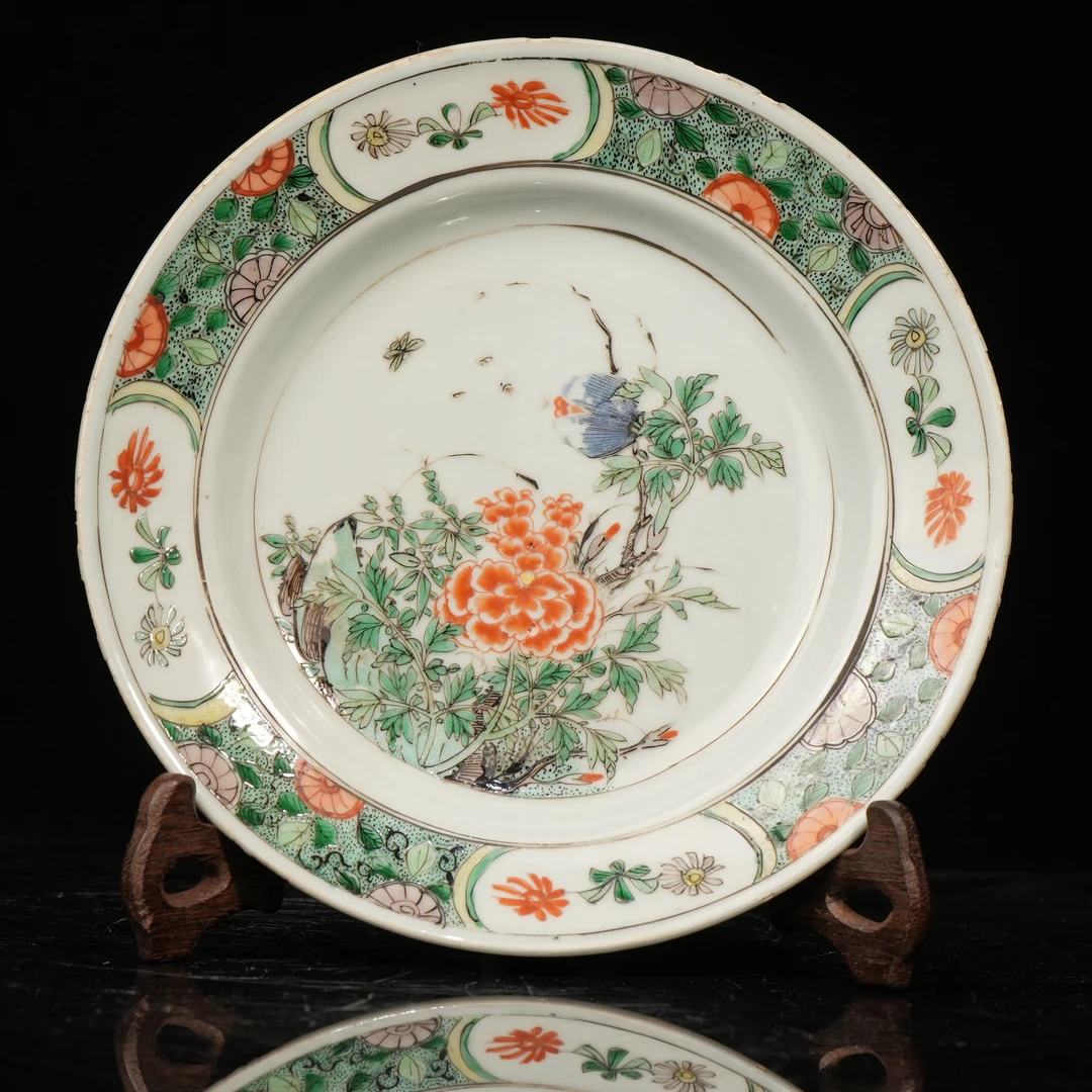 lot15982 6282 清康熙 五彩牡丹花卉纹盘 D:21.6