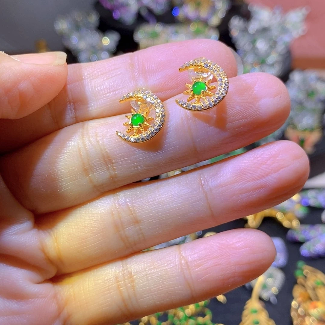 吊坠(不含链)银S925镶嵌翡翠