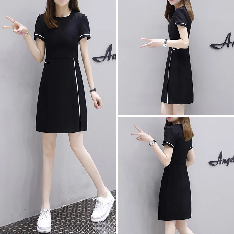 小个子OL气质连衣裙女2025夏季新款修身包臀裙收腰显瘦a字小黑裙