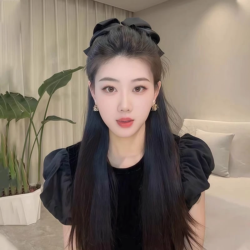 法式高级质感后脑勺鲨鱼夹女气质百搭缎面蝴蝶结发夹新款花苞抓夹