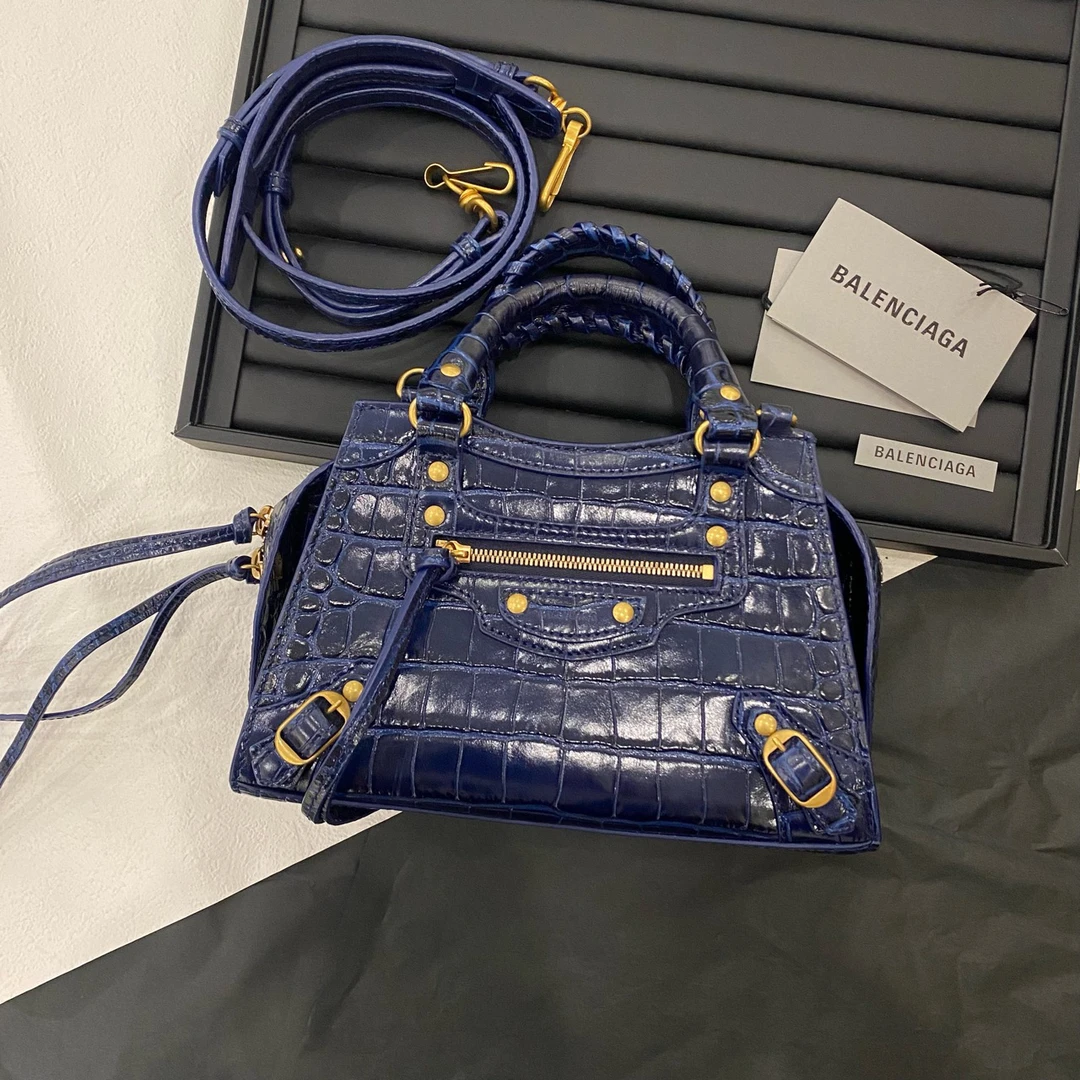 95新 Balenciaga/巴黎世家 蓝色机车包 手拎包 斜挎包13915701