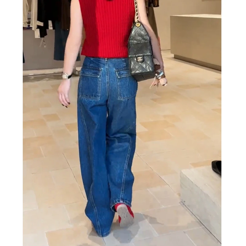 牛仔裤女2025年秋季新款裤子显瘦高腰爆款蓝色长裤宽松直筒裤时尚