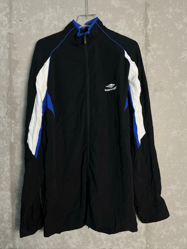 未使用 Balenciaga/巴黎世家 2*1/黑蓝拼接3B校服外套/10268