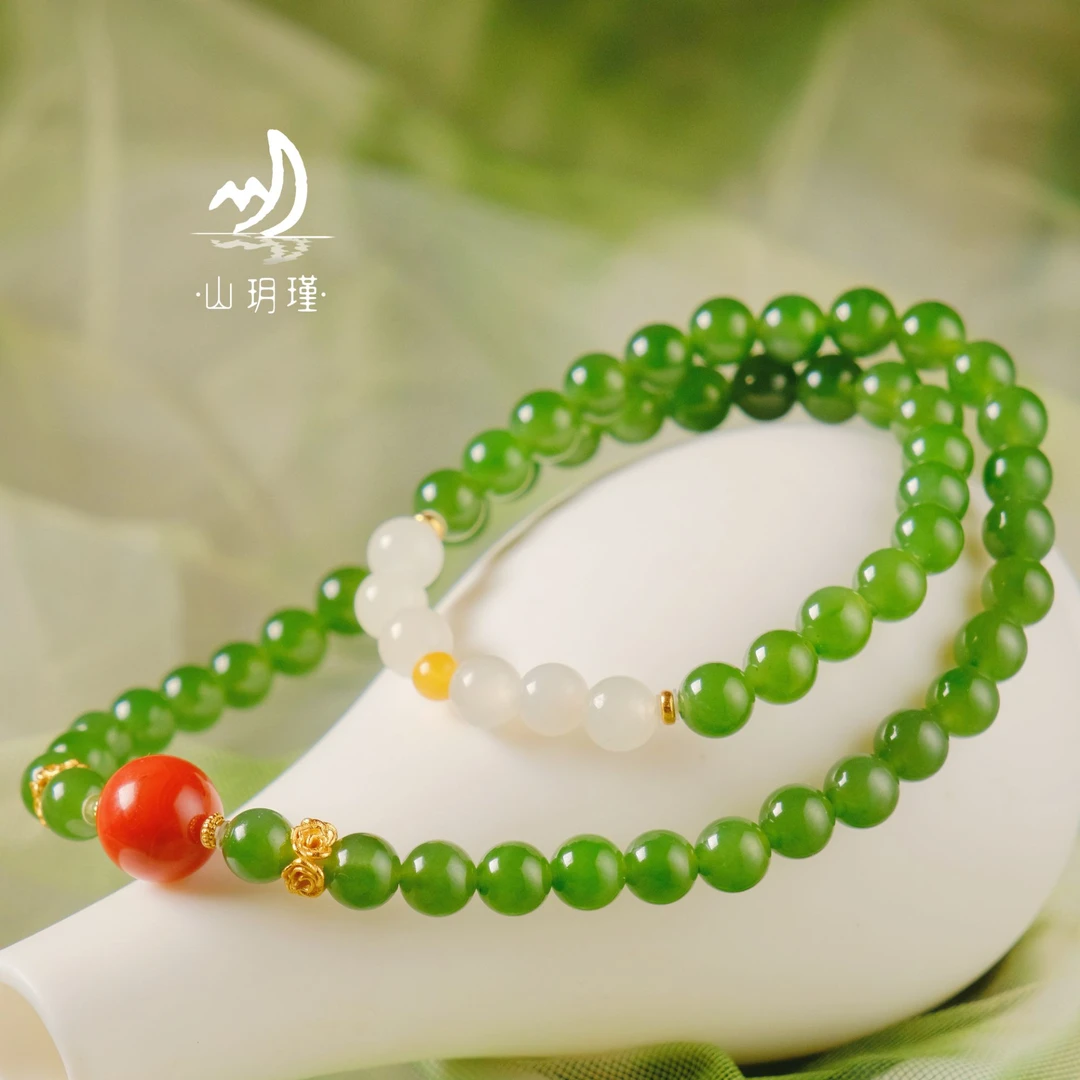 「芳华」碧玉菠菜绿无黑点南红DM-39