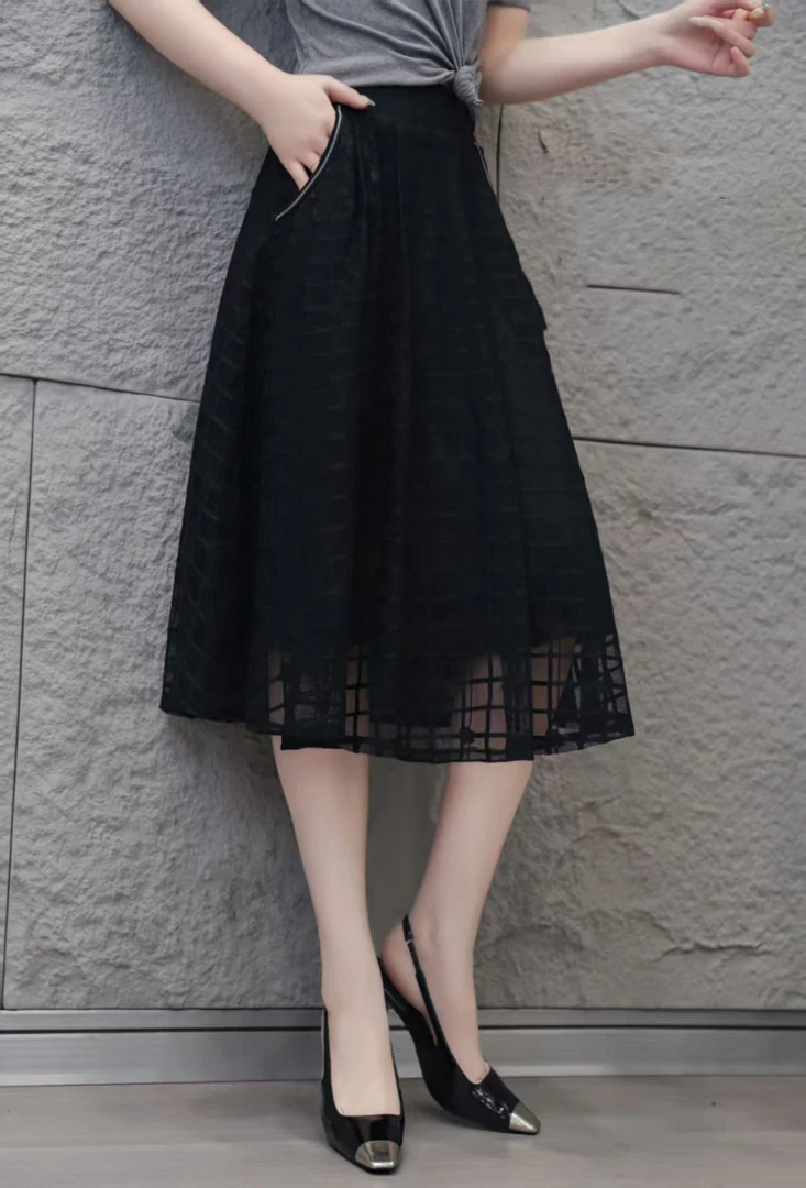 松紧带高腰薄款不起球法式半身裙时尚气质夏季百搭