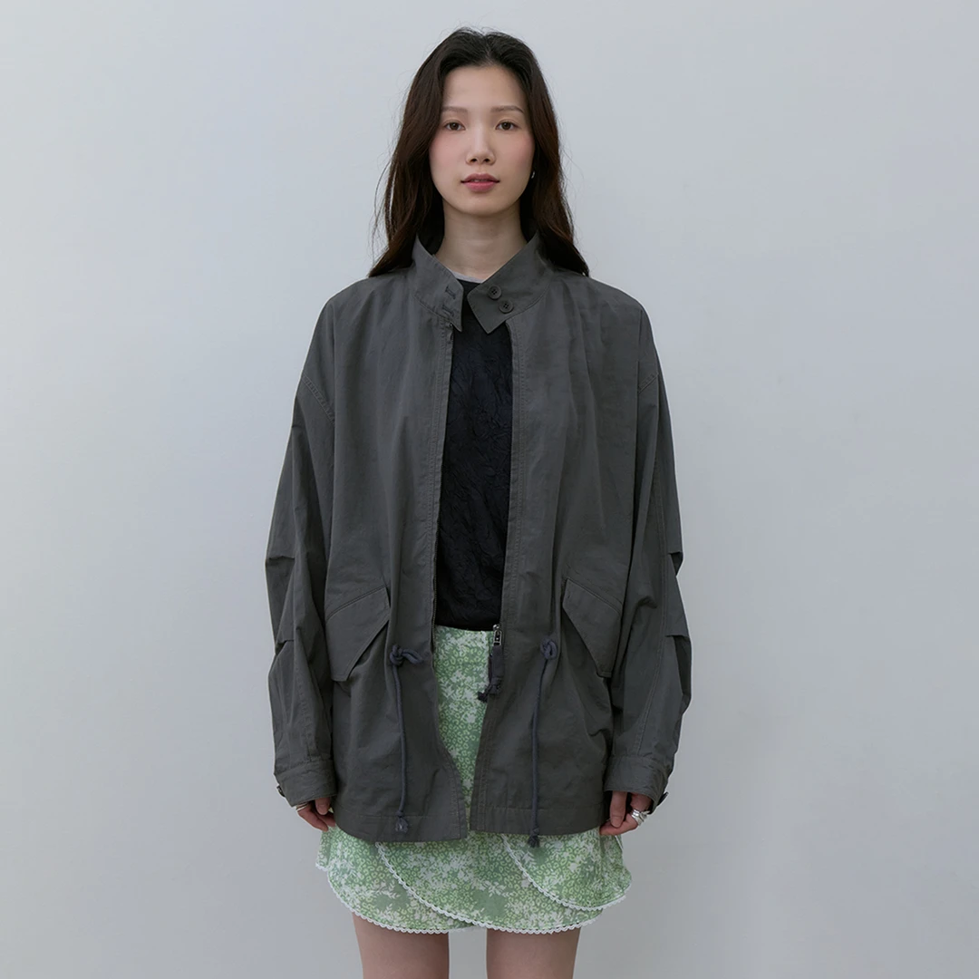 sagestudio 撞色丝线边宽松廓形立领外套