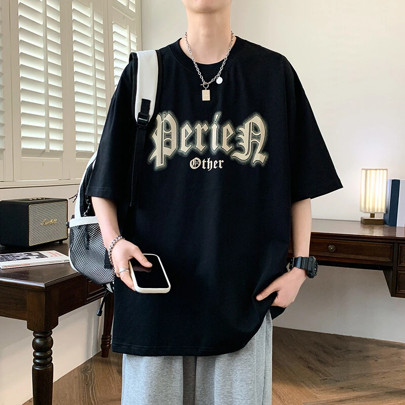 2025新款青少年初高中爆款短袖夏季宽松T恤男潮流短袖港风百搭