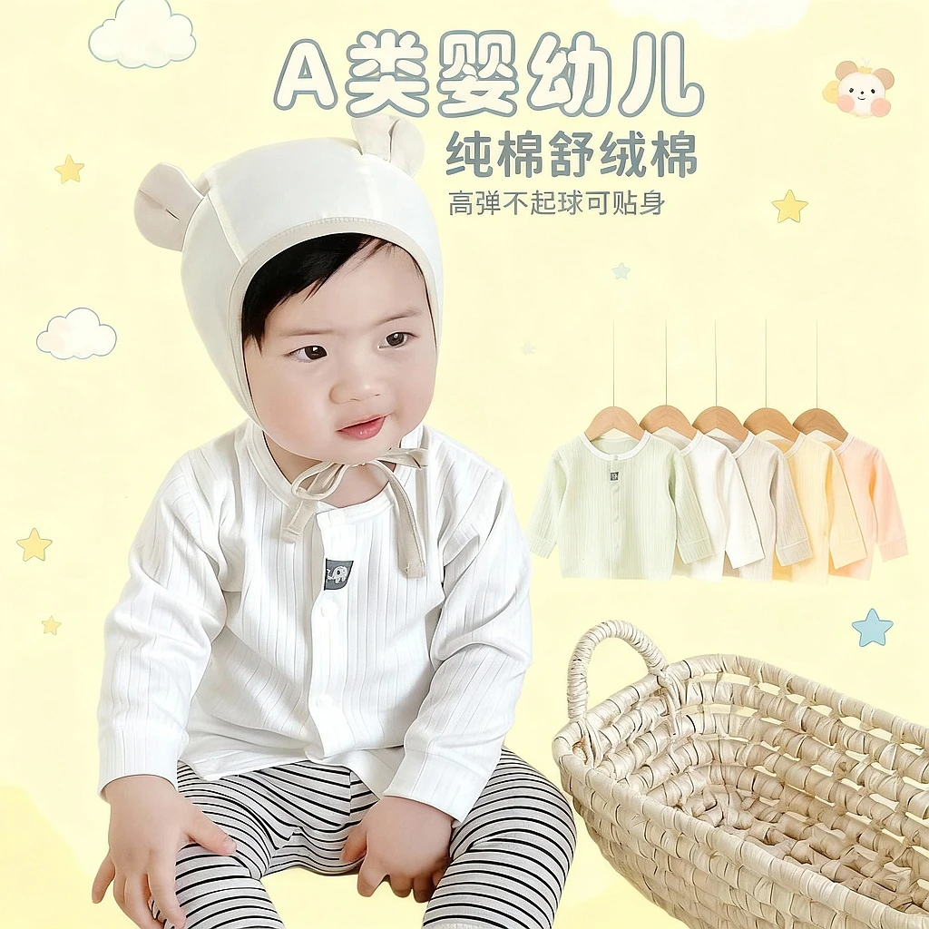 婴幼儿春秋季小外套宝宝纯棉外出服男女童四季贴身打底衫小童开衫