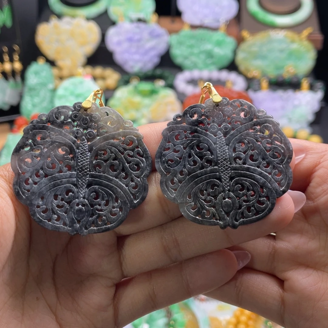 翡翠未镶嵌耳饰代编织