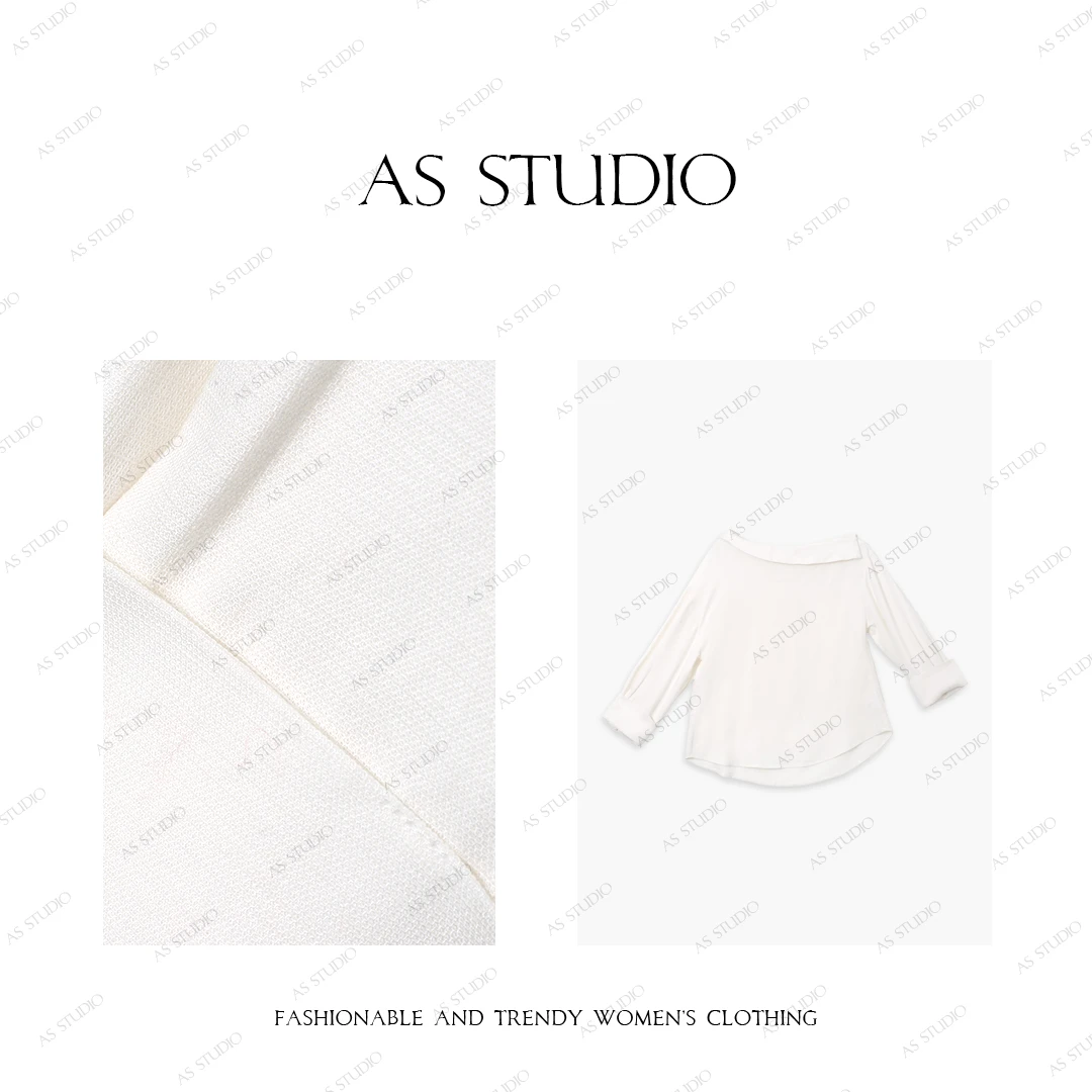 【AS晨光】25新慵懒艺术感斜肩多造型百搭天丝亚麻上衣AS25CSY1153