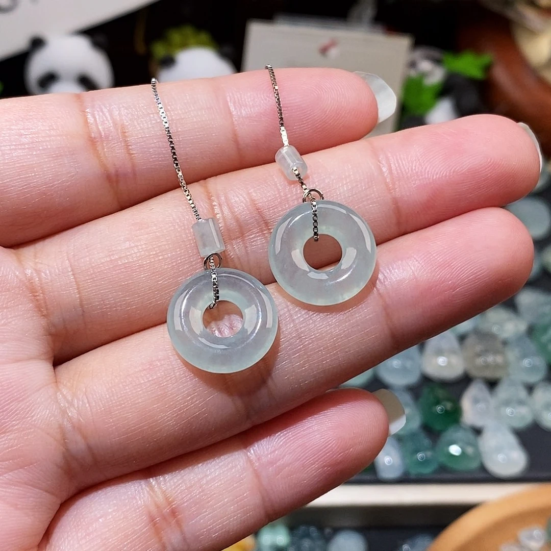 翡翠未镶嵌颈饰冰种甜甜圈一对