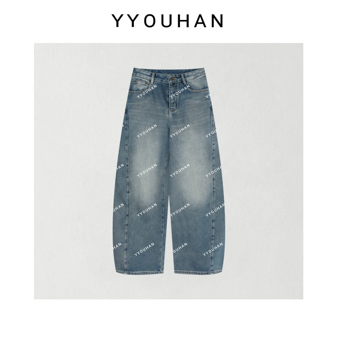 月月 2025秋冬新款小众设计加绒厚款高腰显瘦百搭牛仔裤2510C7151