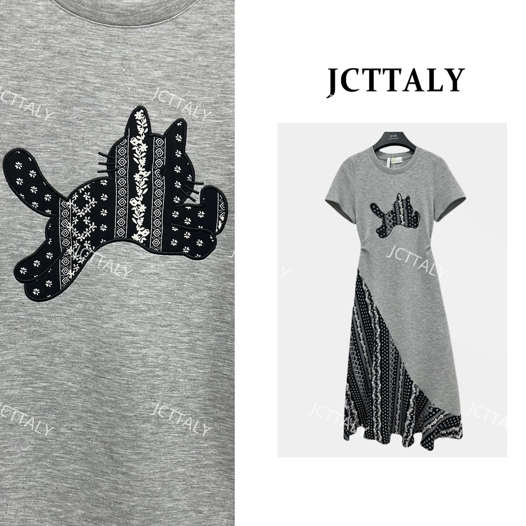 【Linda专属】【60】轻奢碎花拼接时尚减龄短袖宽松潮流连衣裙NH-A212