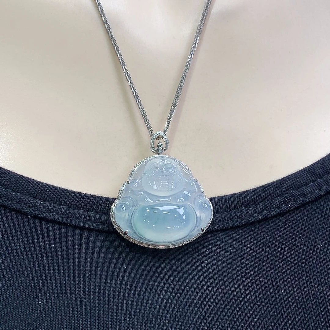 翡翠18K金镶嵌颈饰佛公