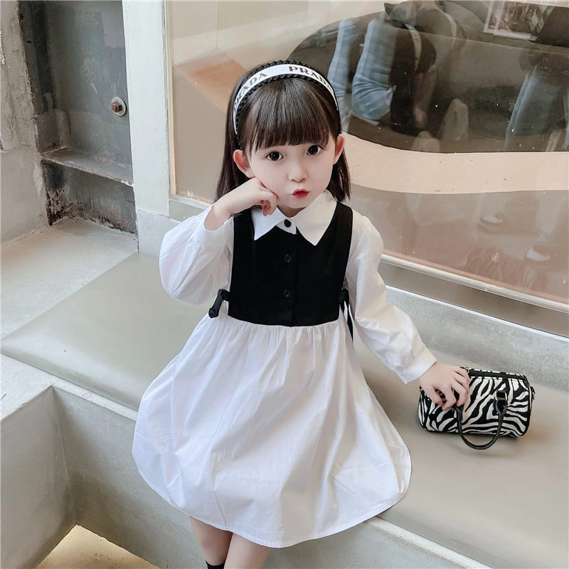 【新春特惠+运费补贴】女童翻领衬衫连衣裙春季韩版儿童拼接裙子