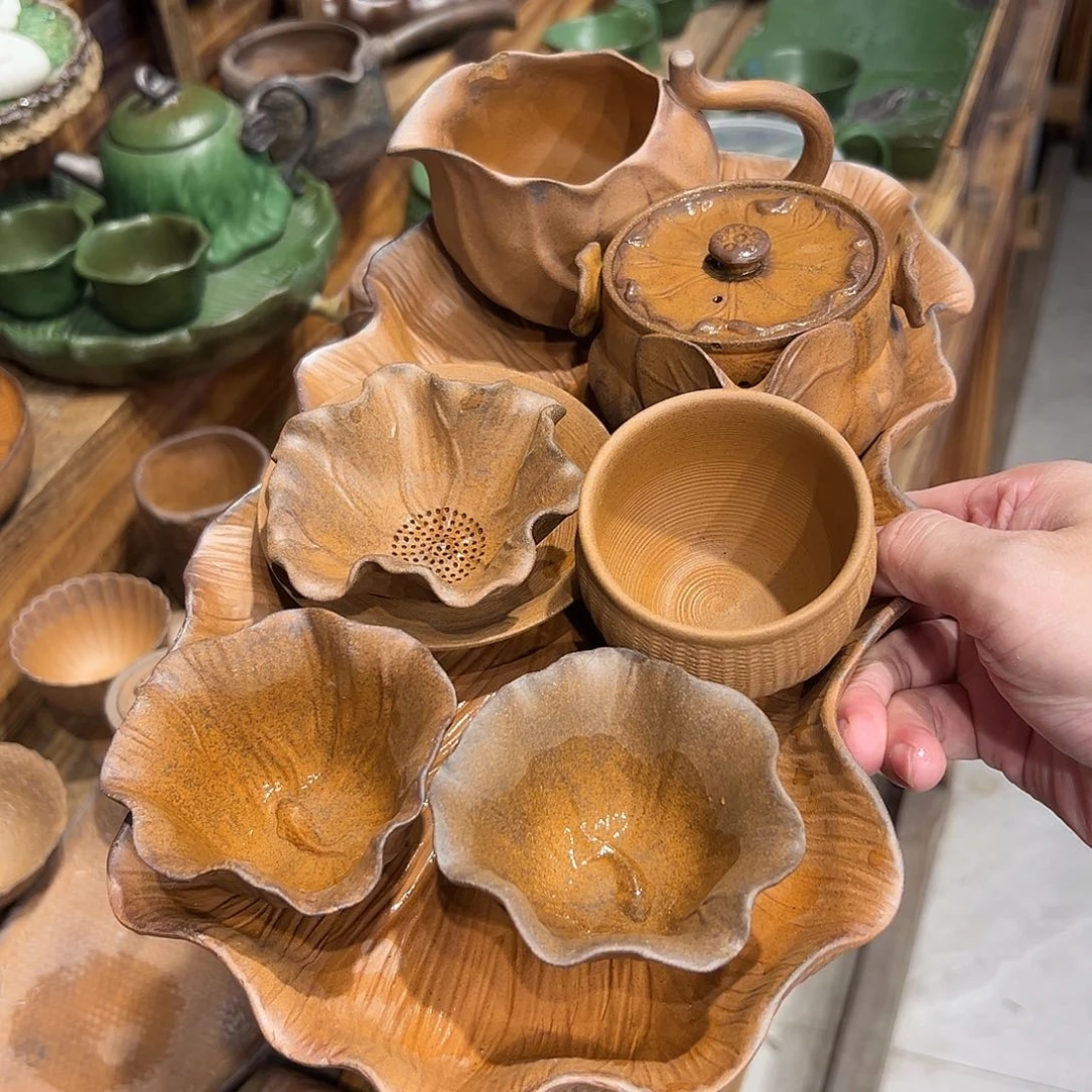 复古风格老陶泥系列茶盘茶具