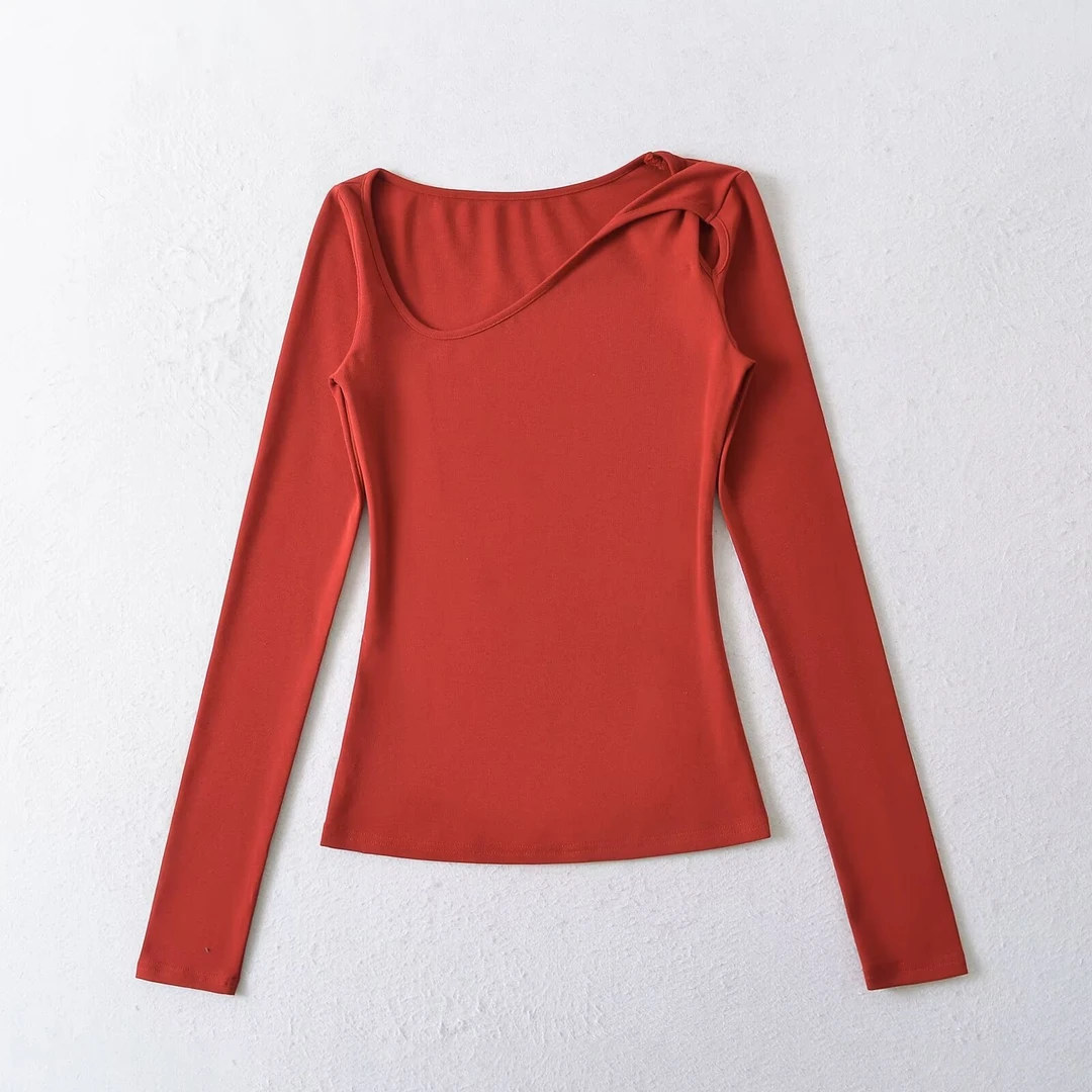 RY2501纯欲风修身露肩打底衫内搭上衣