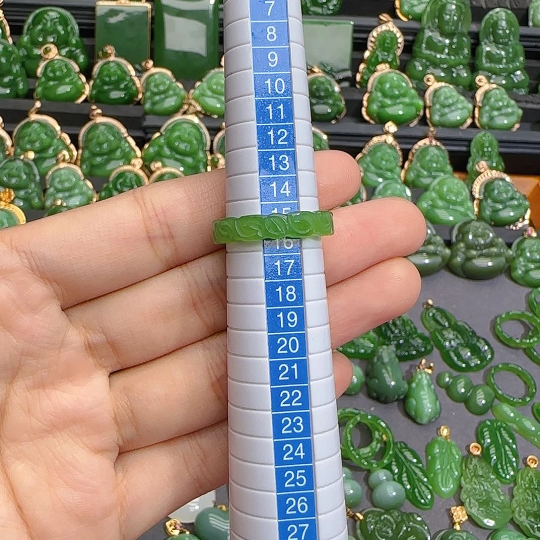 南***茶未镶嵌戒圈和田玉（碧玉）