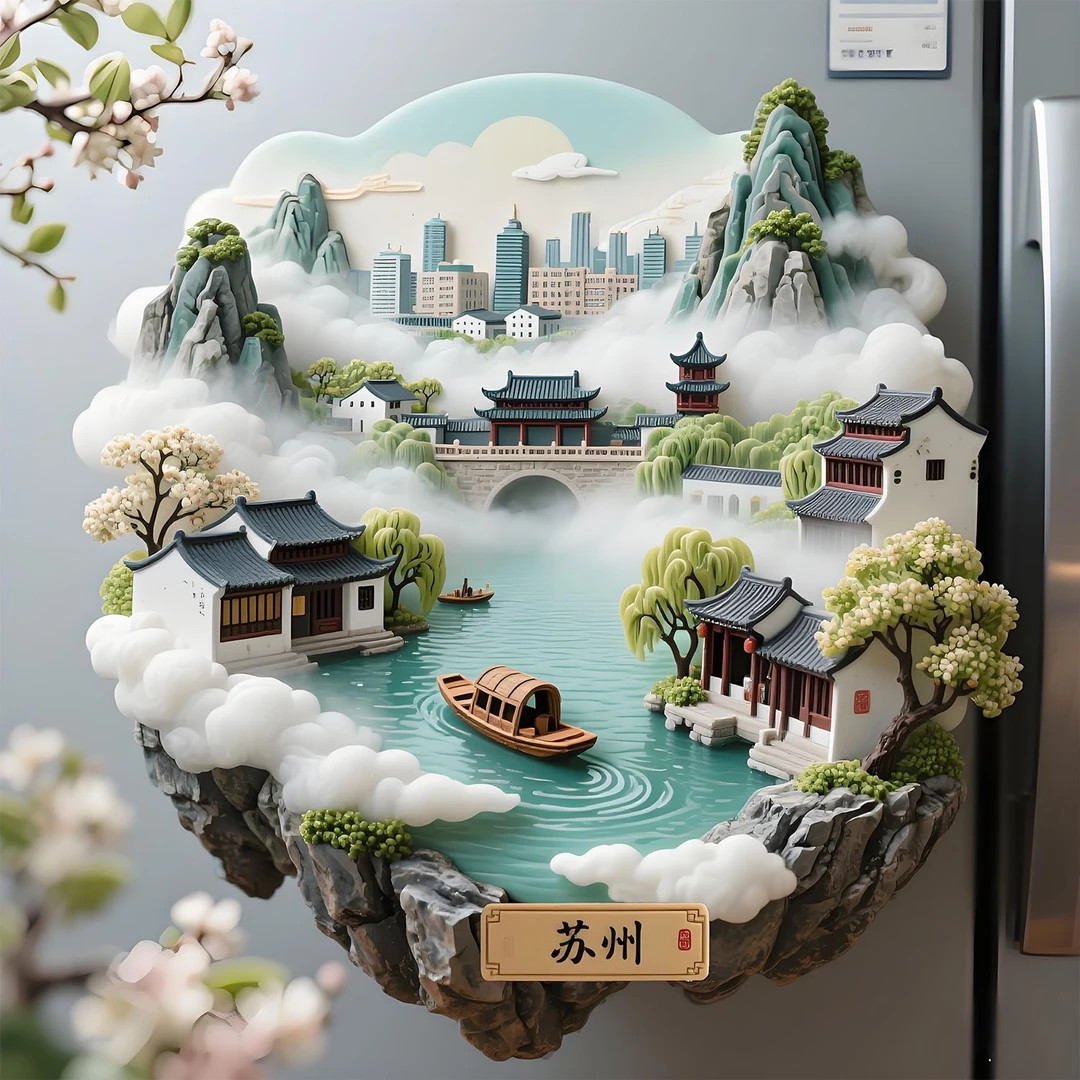 江苏苏州金属磁贴旅游景点原创纪念收藏品送朋友文创冰箱贴