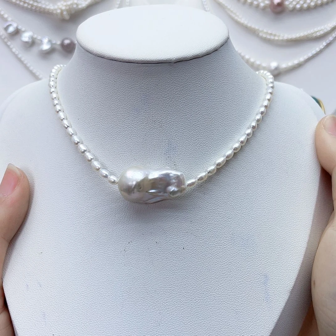 颈饰银S925镶嵌淡水珍珠