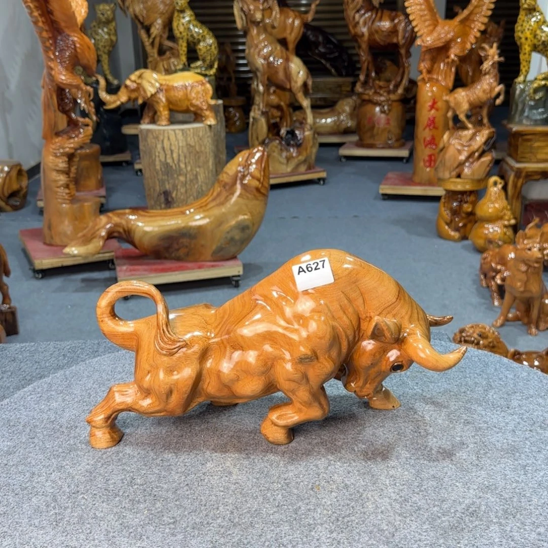 河***司木小斗牛实木工艺品摆件
