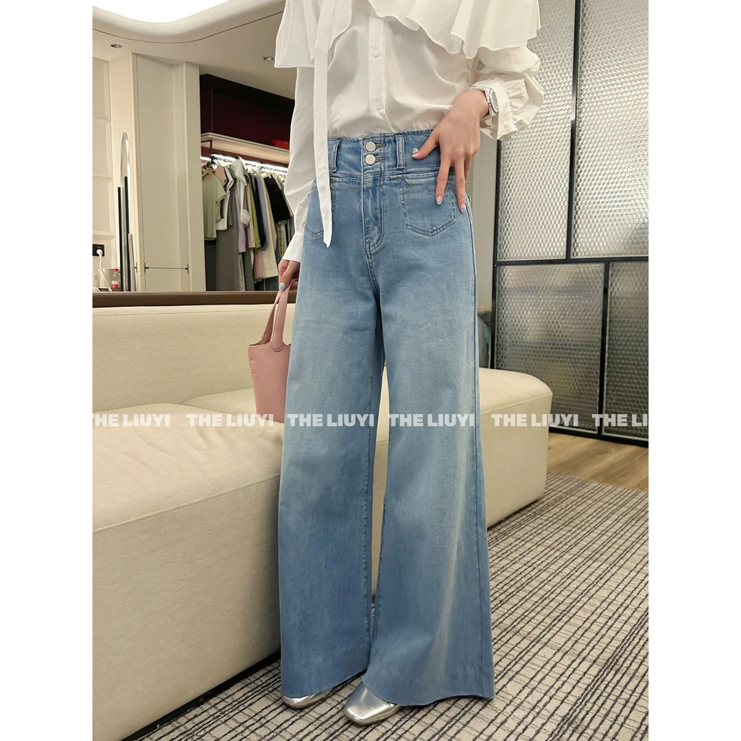 【LIUYI】理想裤型~春季高腰显瘦牛仔喇叭裤53046