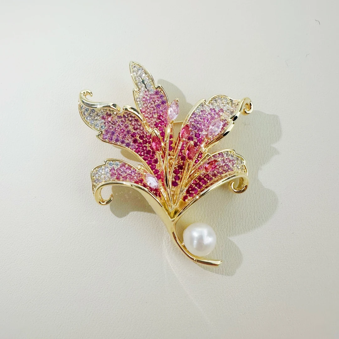 kasiya/卡思雅 铜合金胸针 精致时尚百合花朵胸针百搭