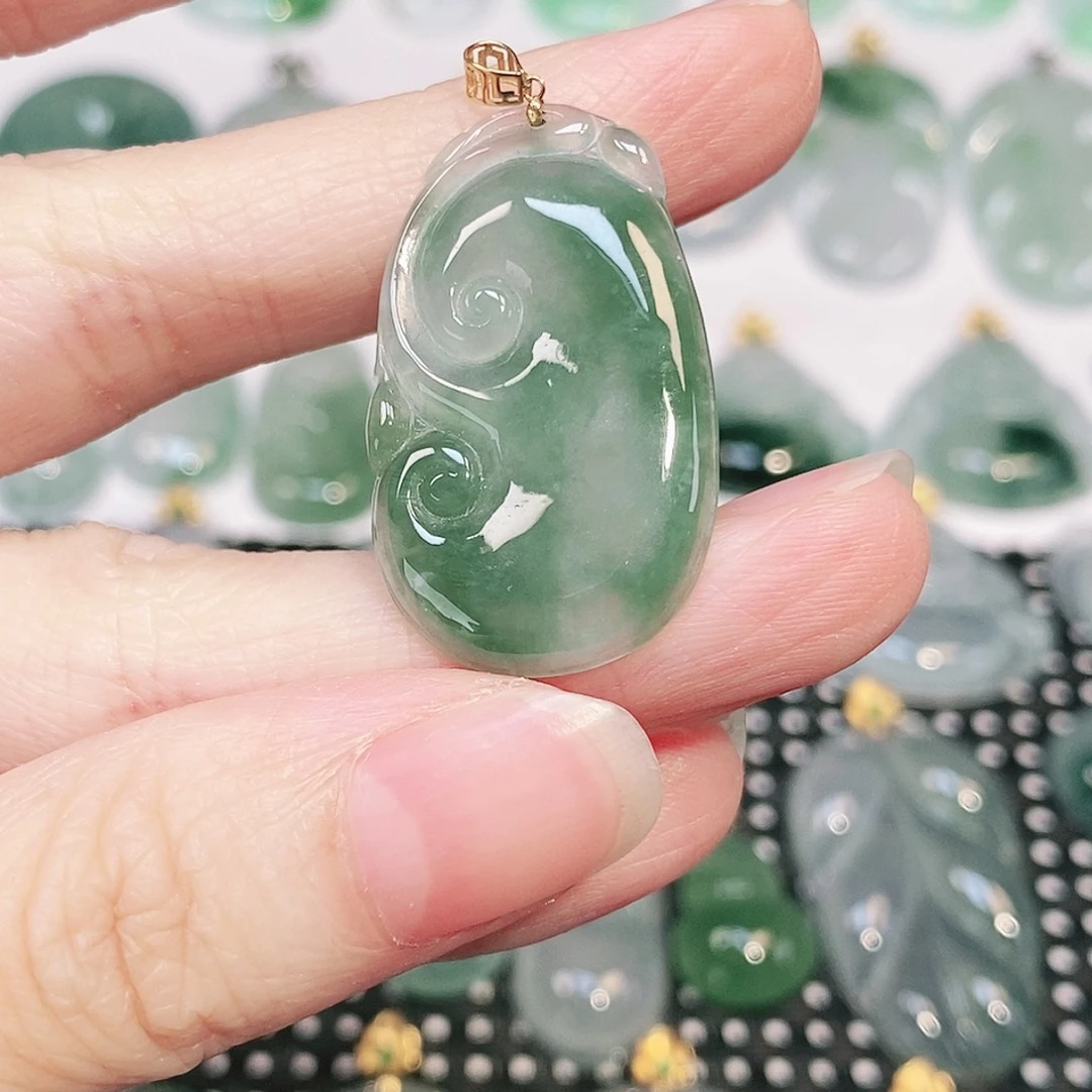 翡翠18K金镶嵌吊坠(不含链)