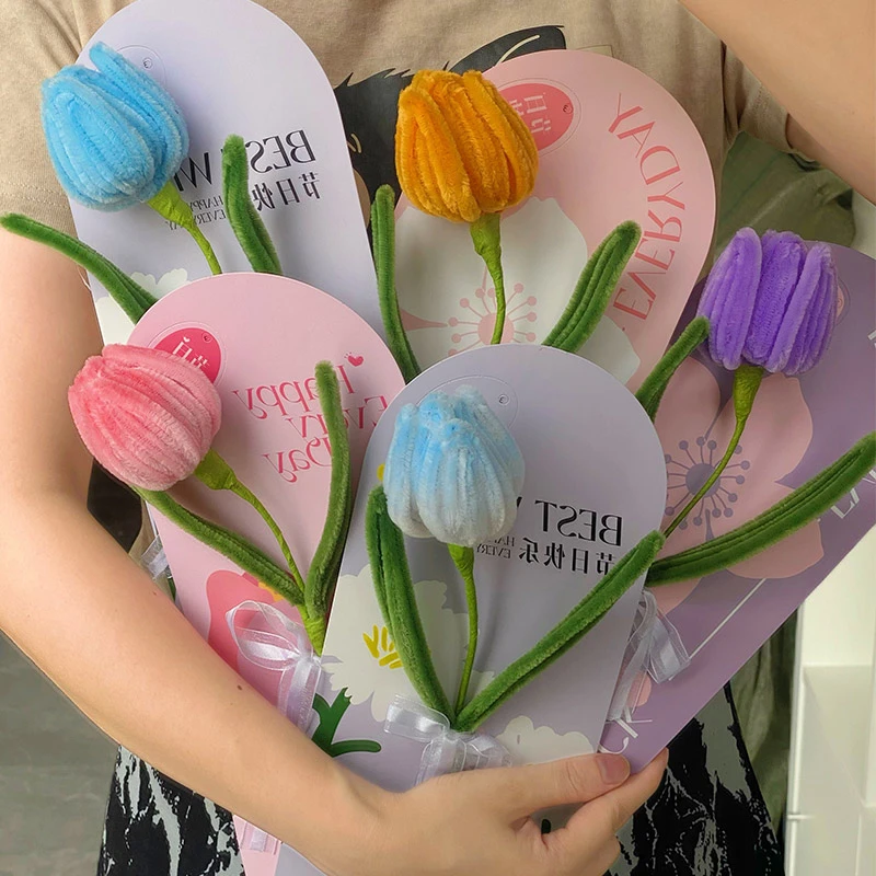 郁金香扭扭棒手工DIY材料包单只百合成套编织花束母亲节520礼物