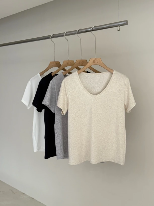 【北觅】天丝亚麻短袖休闲风T恤百搭背心文艺复兴风针织半袖圆领