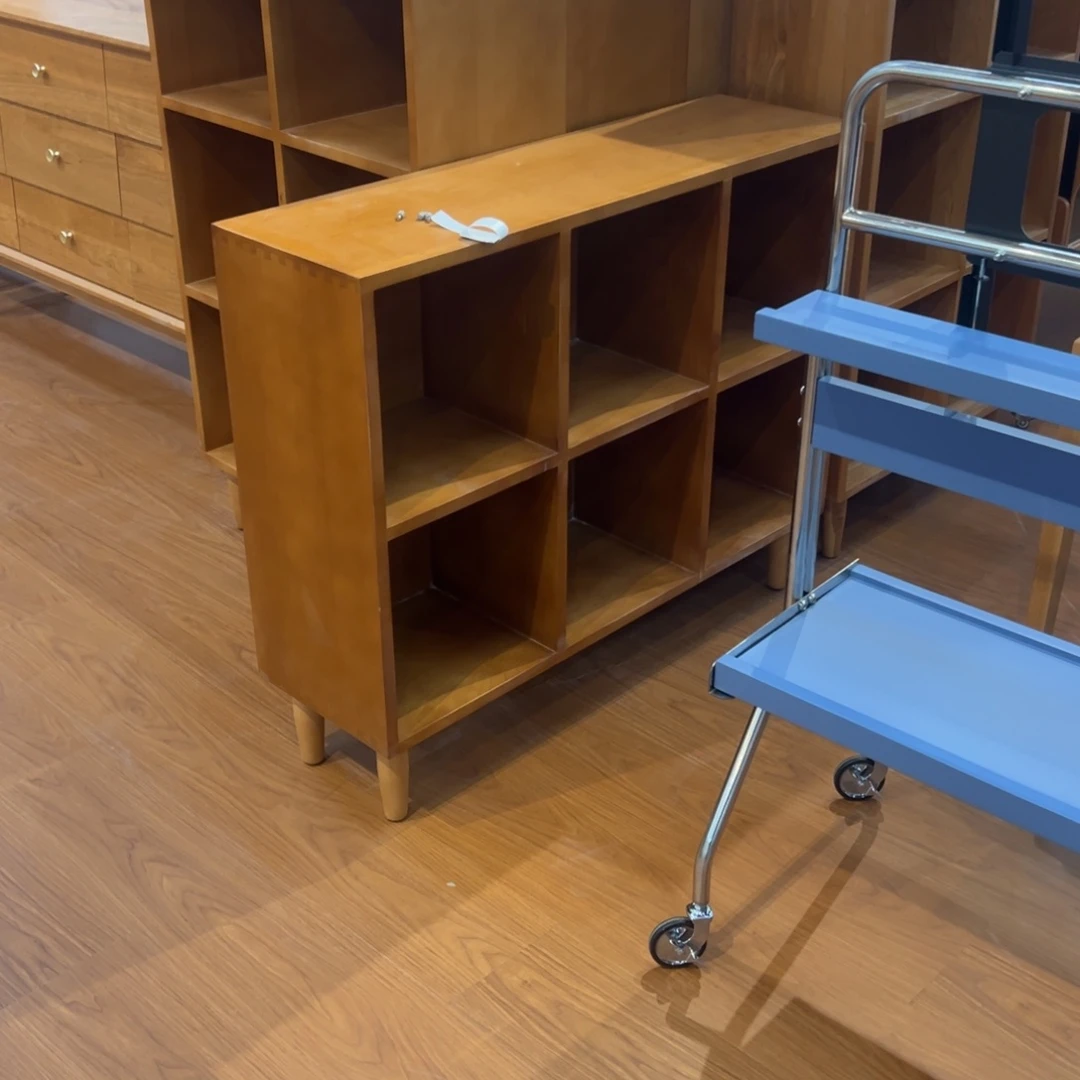 实木榉木中古色六格带背板