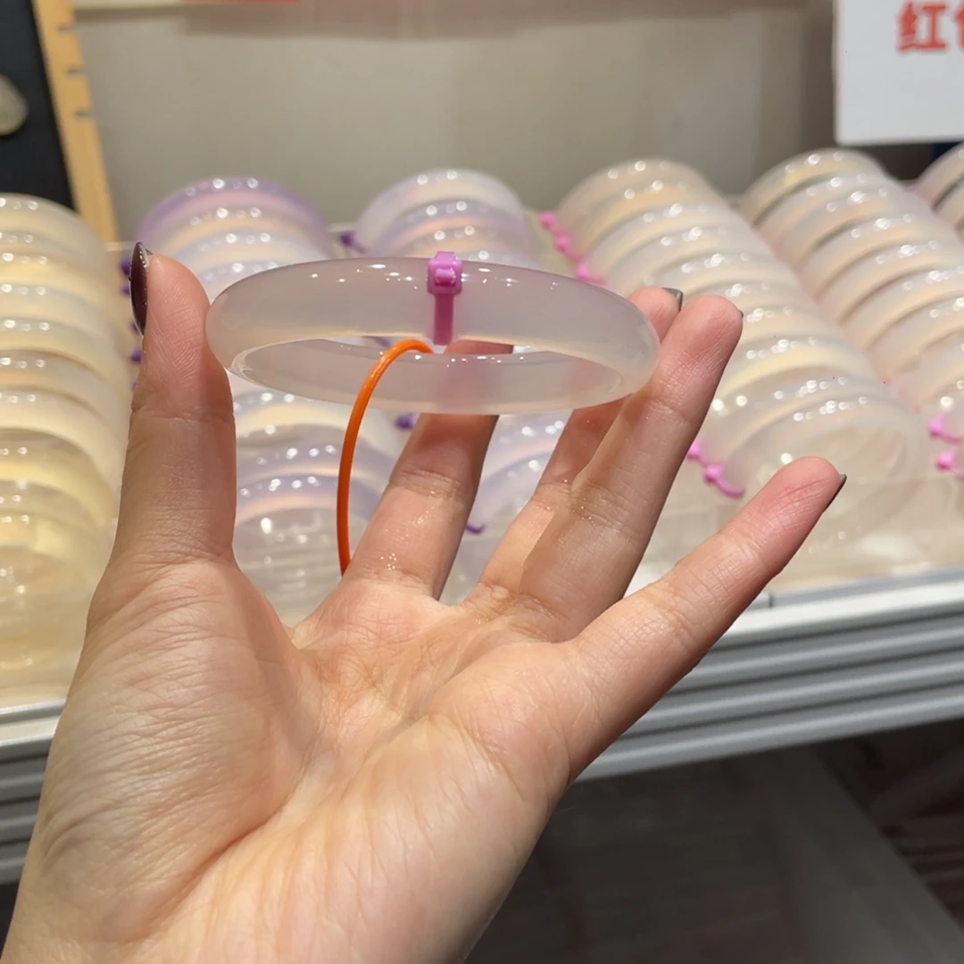 肉***肉玛瑙/玉髓未镶嵌手镯@定向荔枝冻@【57】