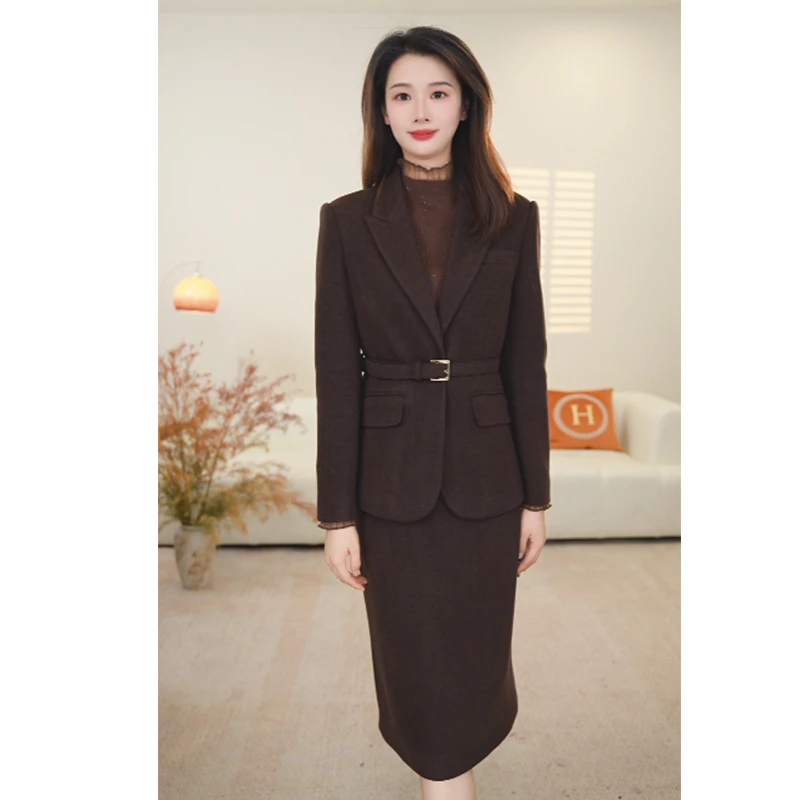 米思阳冬季保暖加厚老钱风修身西装显瘦保暖外套女5M25DW5782