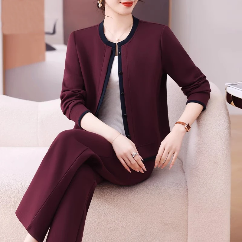 中年妈妈秋装洋气休闲装中老年运动套装女春秋2025新款上衣外套