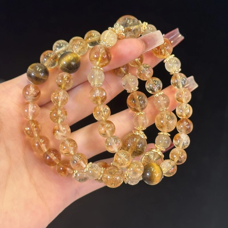 【068吸米小ba王】天然黄水晶黄虎眼黄阿塞金发晶原创小众设计