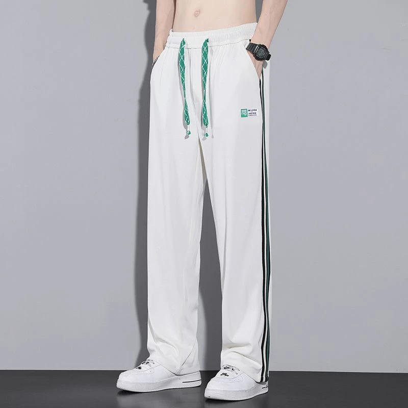 夏季条纹薄款休闲裤男生裤子长裤男士春夏卫裤宽松潮流时尚百搭