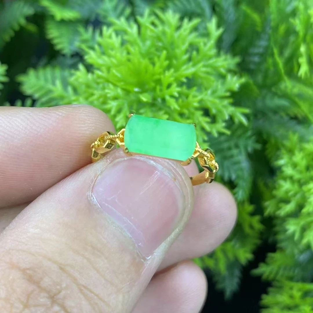 女神节翡翠戒指18k金镶嵌戒指6661 1