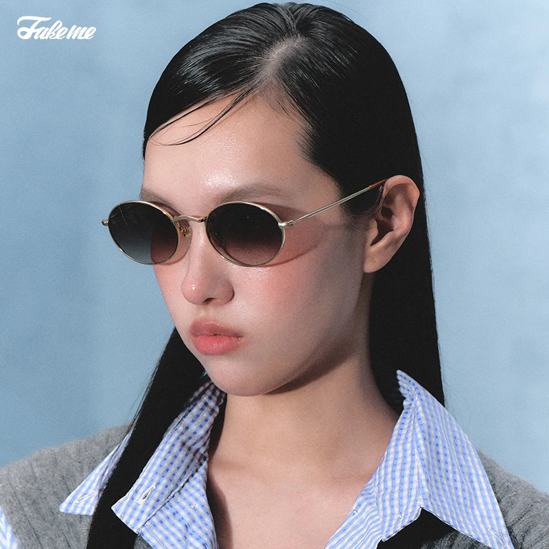 Fakeme【商场同款】玫瑰的故事刘亦菲同款椭圆框出游防晒墨镜B33T