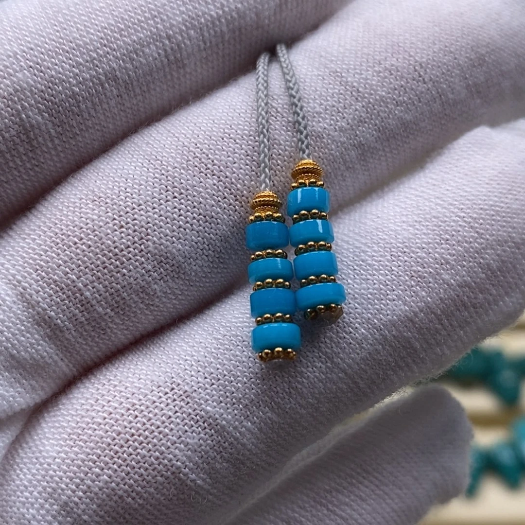 绿松石18K金镶嵌珠宝奇石弟子珠4.3mm