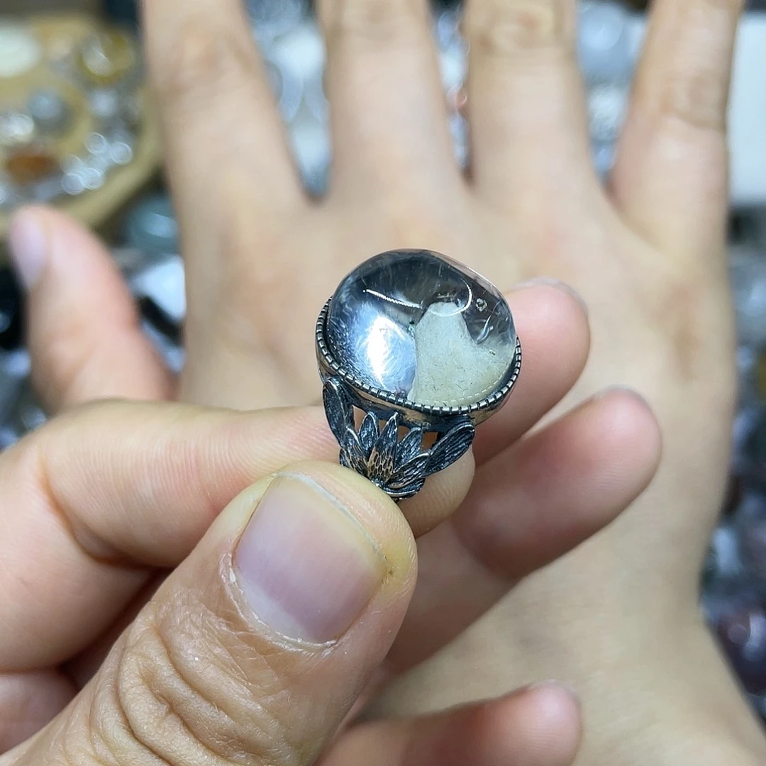 【闪购商品】银S925镶嵌珠宝半成品水晶戒指