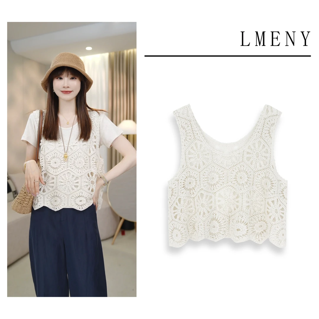LMENY叠穿艺术～纯棉百搭镂空针织马甲25BM015
