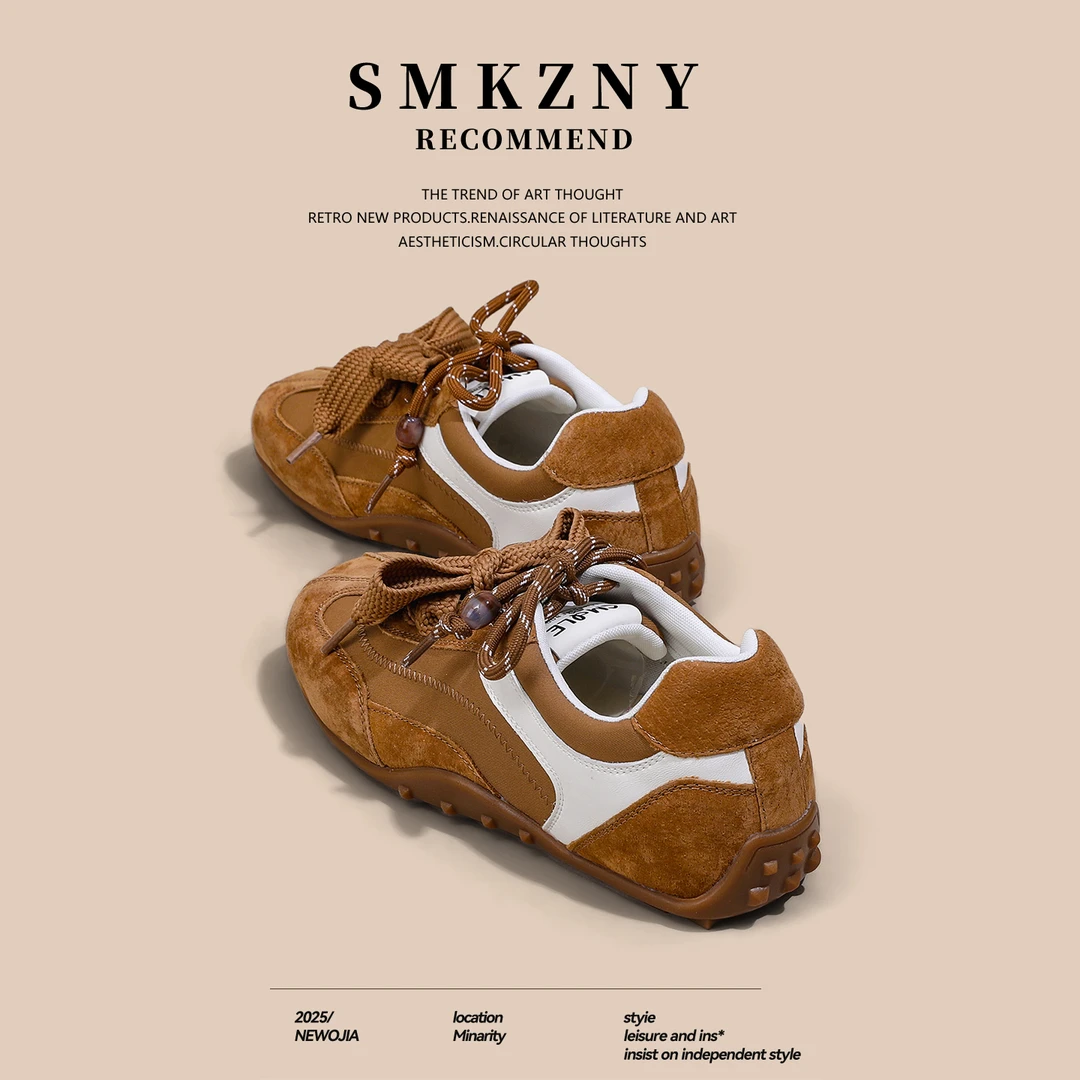 真皮复古阿甘德训鞋女2025新款秋季女鞋百搭拼色网红运动休闲板鞋