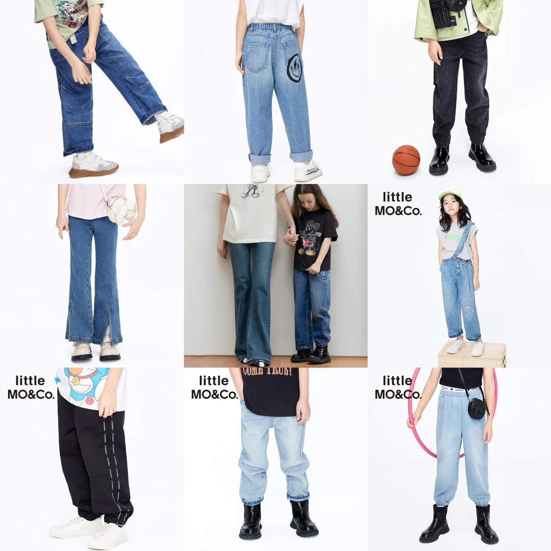 little moco童装新款女童开衩喇叭裤牛仔裤长裤合集#KBC3JEN016